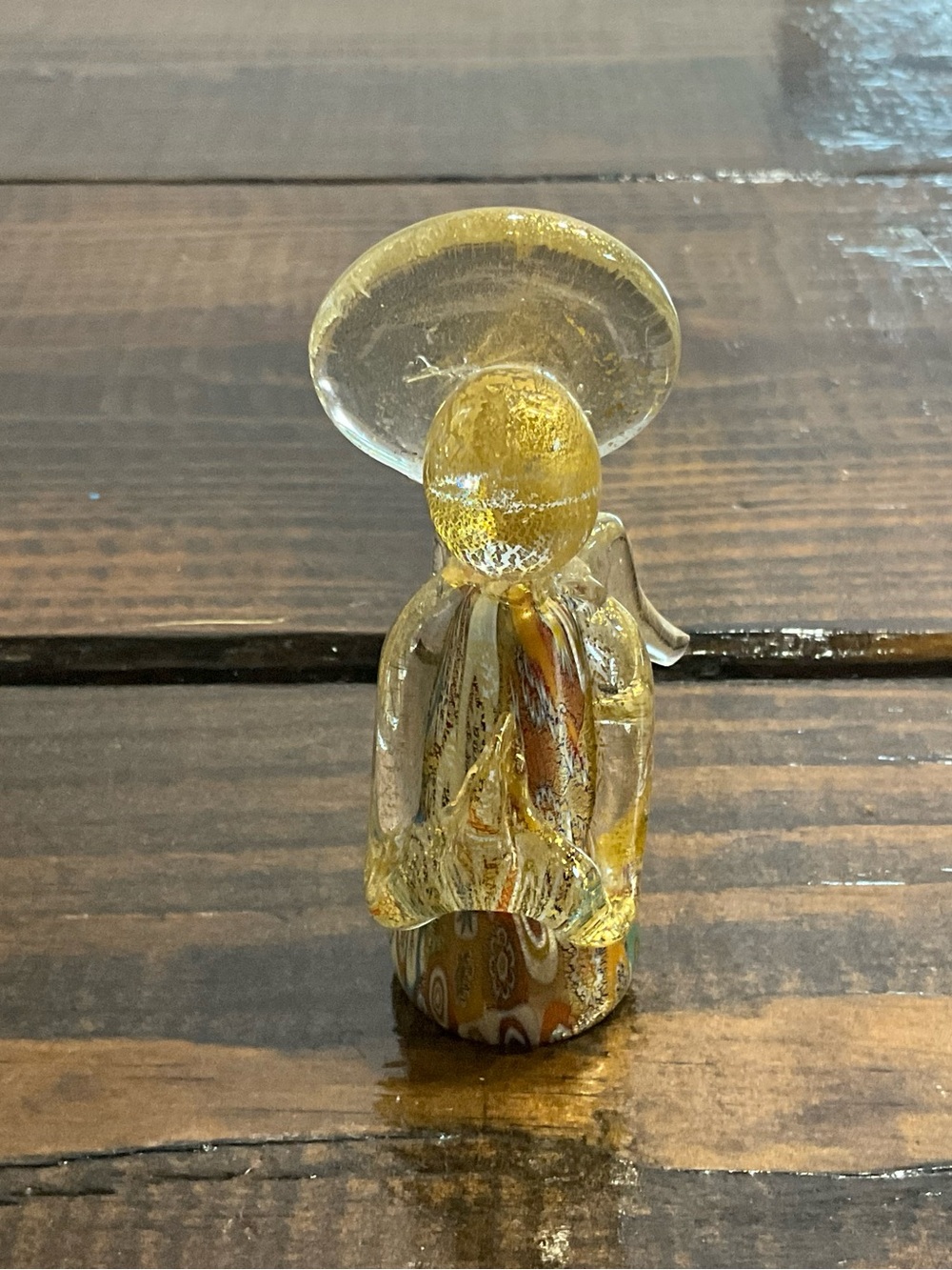 Vintage Murano Italy Glass Millefiori Angel Figurine Gold Flecks